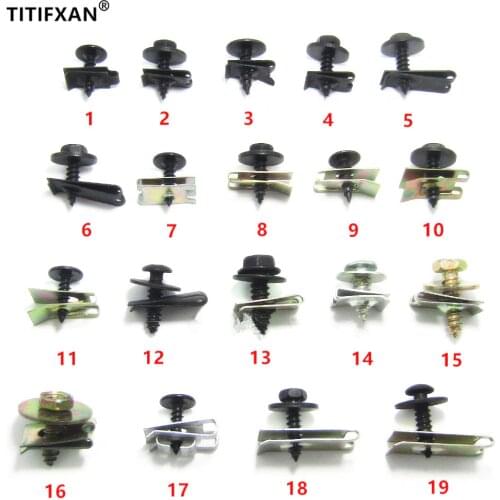 10PCS Car Fender Bumper Plate Metal Self Tapping Fast Screw Base Pedestal Clamp Clip Set For Auto Fasteners Set
