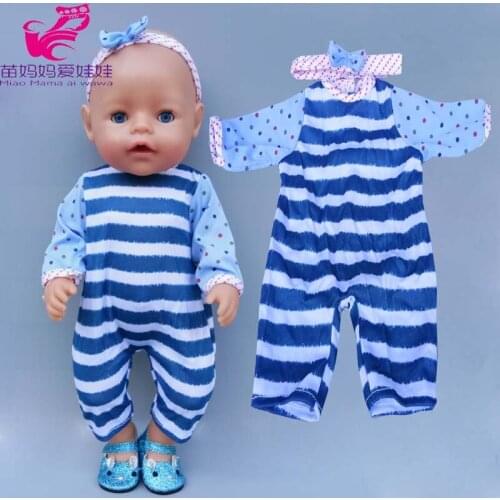New Born Baby Doll Pajama with Head Band 43cm Bebe Doll Clothes Girl Toys Wearing