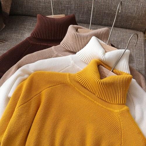Chic Autumn winter thick Sweater Pullovers Women Long Sleeve casual warm basic turtleneck Sweater female knit Jumpers top