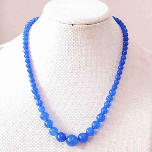 Multicolor Natural Stone Chalcedony Jades 6-14mm Round Beads Chain Choker Chain Necklace for Women Jewelry 18inch B624