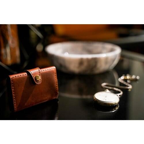 Handmade genuine leather card case wallet authentic women men accessories elegant design high quality gift ES-9033