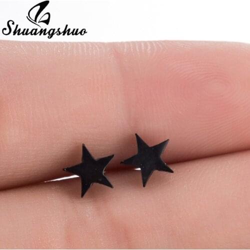 Shuangshuo Black Star Earrings For Women and Girls Stud Earrings Hot Sale Fashion Jewelry Galaxy Accessories Earing oorbellen