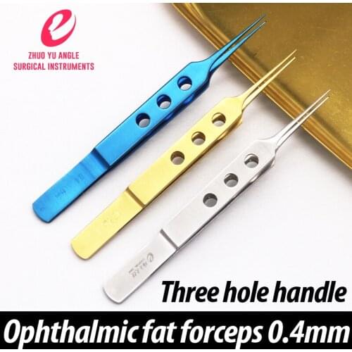 Zhuoyu angel stainless steel ophthalmic fat forceps double eyelid tool operation instrument three-hole 0.4mm ophthalmic forceps