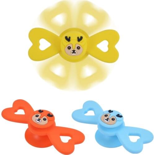 Silicone Fidget Toys BPA Free Spin Teether for Kids Stress Relief Calmness Toy Food Grade Silicone