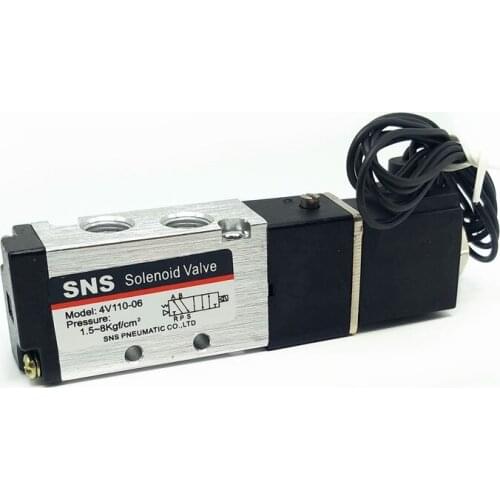 SNS Pneumatic Solenoid Valve 4V110-06 G1/8'' Thread 5/2 Port Internal Pilot Type Single Coil AC220V AC110V DC24V