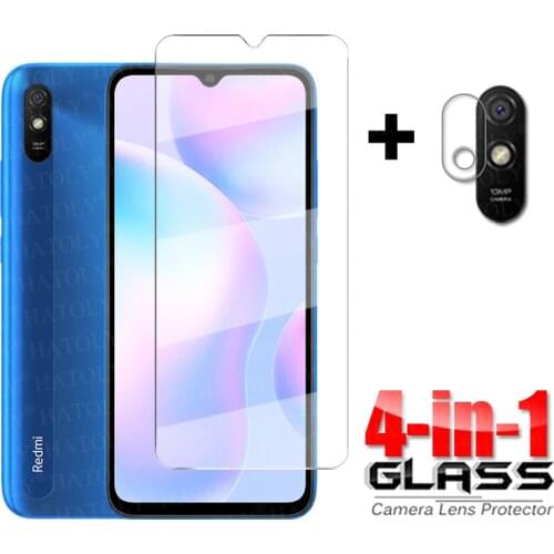 4-in-1 Glass on Redmi 9A Full Glue Tempered Glass For Xiaomi Redmi 9A 9 A 9AT HD Clear Screen Protector Redmi 9A Camera Glass