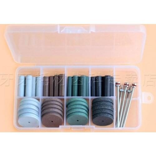 High Quality 1 set Dental Silicone Rubber Polishing Wheels Burs Coarse/Mid Coarse/Fine/Ultra Fine + 5 Shank Mandrel 2.35mm