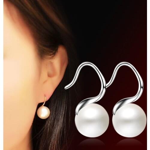 925 Sterling Silver Garland Pearl Stud Earrings For Women Casual Style Girl Earings Personality