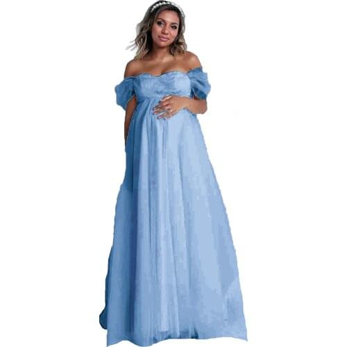 2021 With Europe and the United States womens lace chiffon wave tail waving sleeves even pregnant women dress dress dress