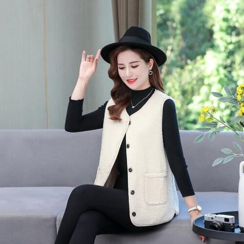 Lamb Hair Vest Women 2020 New Autumn Retro Loose Sleeveless Jacket Waistcoat Womens Vest Waistcoat Outerwear 5XL