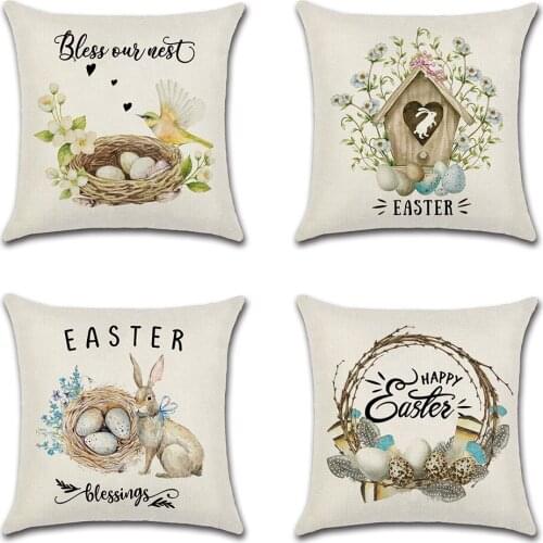 1pcs Rabbit Easter eggs Flower basket Cushion Cover Throw Pillow Cover Nordic Room Decoration for Home Car Sofa Couch