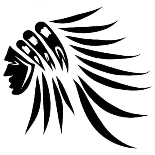12*11.5CM Fashion Indian Head FEATHER Vinyl Car-styling Black/Silver Car Sticker