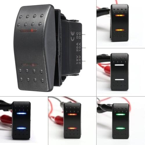 12v 24v LED Marine Switches 7 Pins DPDT ON-OFF-ON 2 Lights Rocker Switch RV Boat Universal