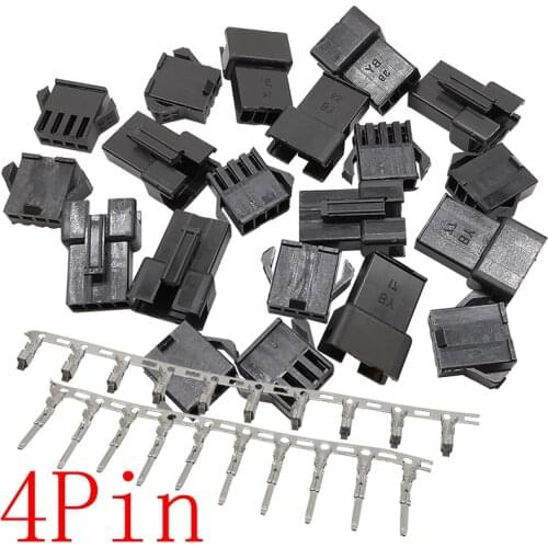30Set/lot Black SM Housing JST SM 4Pin Pitch 2.54mm Female Jack and Male Plug Plastic Shell with Terminals Connector SM-4P SM-4R