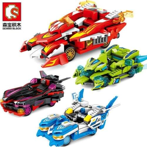 4pcs/set Kids Building Toys Blocks Boys Puzzle Car Model Gift Sembo 607203 no box