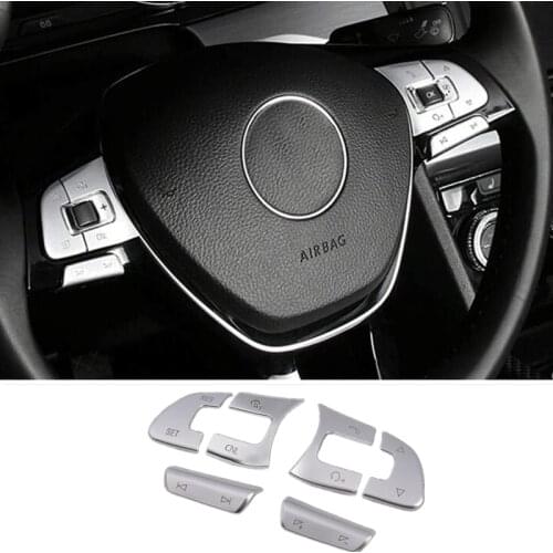 6Pcs Car Steering Wheel Button Switch Decor Trim Styling Cover Sticker For volkswagen VW passat B8 Tiguan L CC GOLF7 MK7