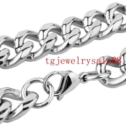 7-40inch Fashion Stainless Steel Cuban Curb Link Chain Bracelet Or Necklace Rock Mens Jewelry 15mm Wide Polishing Silver Color