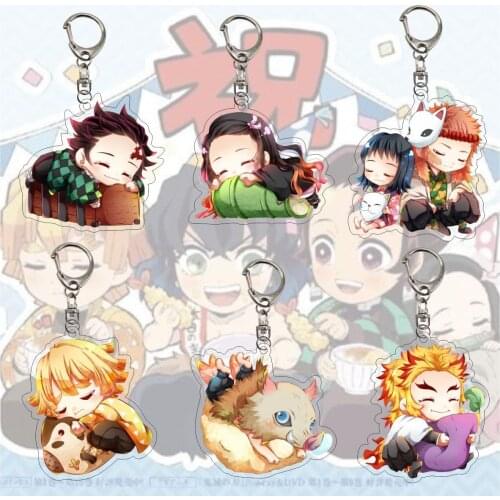 14pcs/lot Anime Demon Slayer: Kimetsu no Yaiba Acrylic keychain Key bag pendant gift