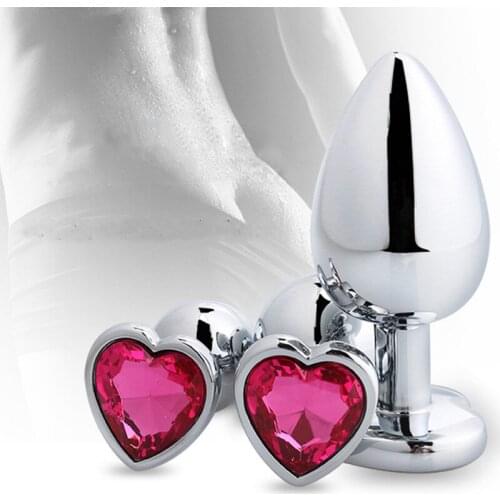 Heart shaped metal anal plug Sex Toys Stainless Smooth Steel Butt Plug Tail Crystal Jewelry Trainer For Women/Man Anal Dildo