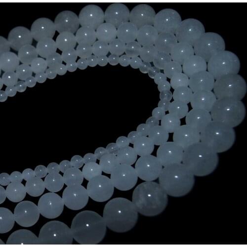 Free Shipping Natural Stone White Jades Round Beads 4 6 8 10 12 MM Pick Size For Jewelry Making Charm Diy Bracelet Necklace