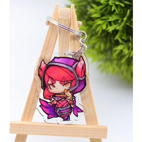 LOL Xayah and Rakan Keychain Cute Double Sided Acrylic Key Chain Pendant Anime Accessories Cartoon Key Ring DBS1P