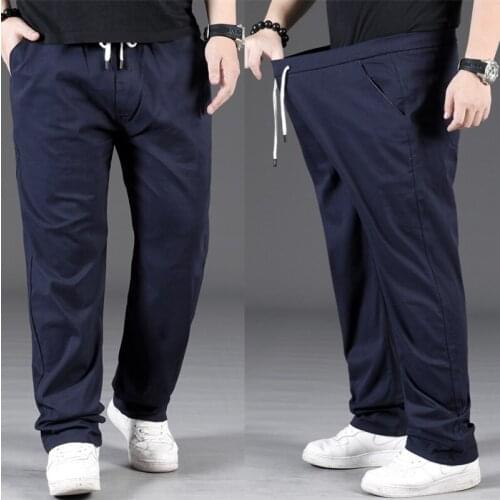 New Arrival Fashion Summer Thin Cotton Oversize Casual Trousers Men Loose Full Length Elastic Waist plus size 2XL3XL4XL5XL6XL7XL