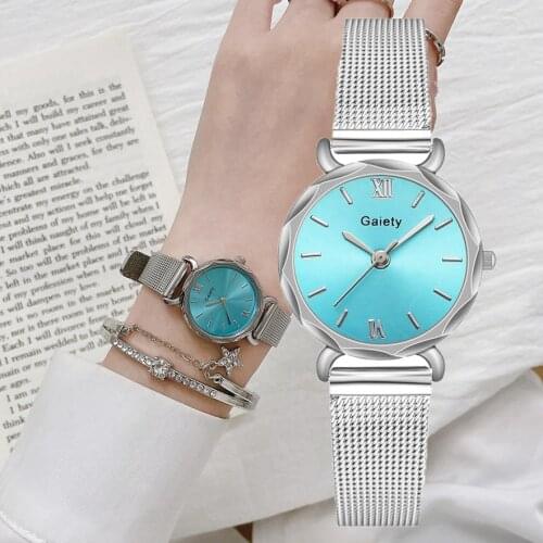 2021 Fashion Women Watch New Brand Silver Dial Luxury Ladies Wristwatch Silver Mesh Female Clock Watch For Women Relogio Mujer
