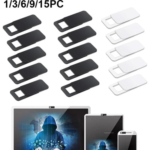 3/6/9/15PCs Webcam Cover Shutter Plastic Camera Covers For Tablets IPhone PC Laptops Mobile Phone Lens Privacy Sticker Black