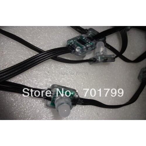DC5V WS2801 12mm Diffused Flat Digital RGB LED Pixels;with all black wire,50pcs a string;IP66