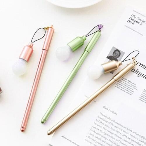 DL Korean creative stationery small fresh and lovely light bulb pen 0.38mm black whole needle tube literary pendant neutral