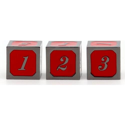 Haxtec Metal D6 Dice 3 Pack Black Red Metal Die DND Dice RPG