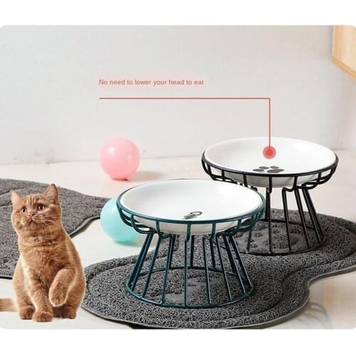 Cat Dog Feeders Bowls Iron Tableware Ceramic Pet Food Water Bowl Anti Skid
