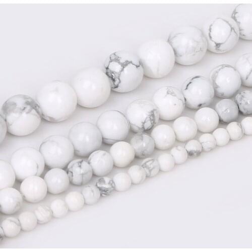 Natural Stone Beads Howlite White Turquoises Round Loose Spacer Beads For Fashion Jewelry Making DIY Bracelet 4/6/8/10mm