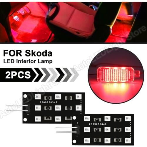 2Pcs 12V Car Error Free Footwell Lamps Indoor Lights LED Interior Lamp For SKODA Kodiaq Karoq VW Arteon SEAT Audi White Red Blue