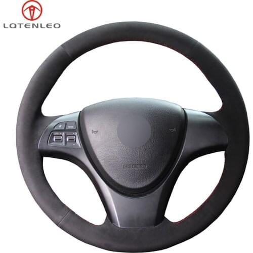 LQTENLEO Black Suede DIY Hand-stitched Car Steering Wheel Cover For Suzuki Kizashi 2010 2011 2012 2013 2014 2015