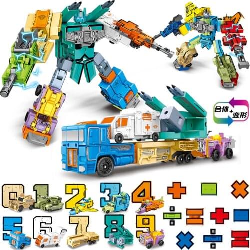 Magic Creative Assembling Educational Blocks Action Figure Number Transformation Robot Deform Plane Car Gift Toys for Children