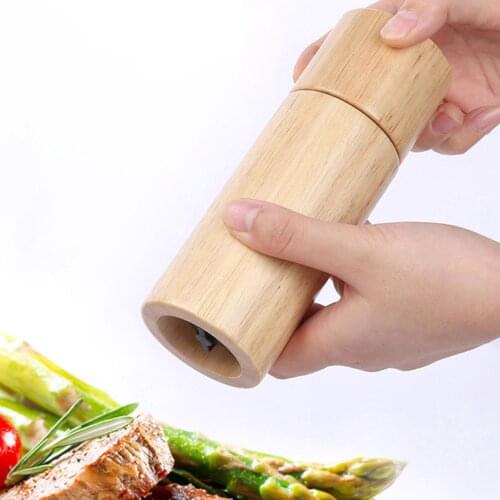 2Pcs Domestic Oak Wood 6 Inch Manual Grinder Mill Salt Pepper Mill Kitchen Cooking BBQ Seasoning Tool