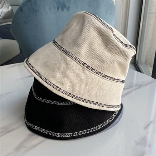 Fashion INS Cotton Korean Fisherman Hat Sun Hat Woman Art Sun Block Lady Bucket Hat Panama Hat