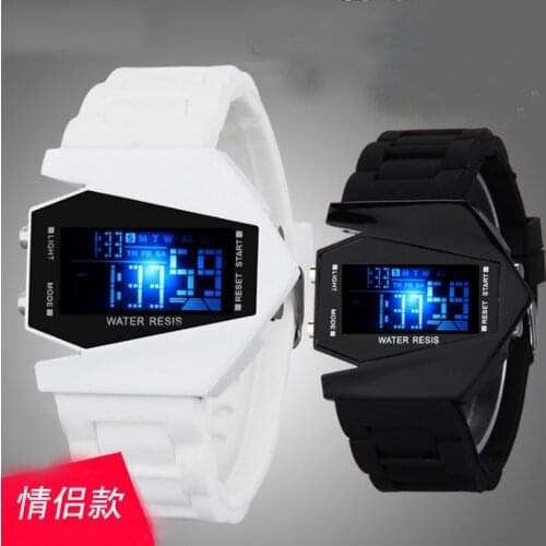 Fashion personality student electronic watch colorful LED multifunctional plane coupl watch