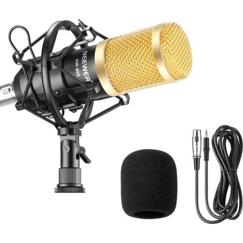 Neewer NW-800 Professional Studio Microphone Set:Mic+Mic Shock Mount+Anti-wind Cap+Mic Power Cable for Recording KTV Karaoke