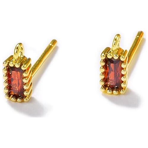 Factory Wholesale Gold Color Brass Square Stud Earrings With S925 SLIVER PIN Earring Jewelry Making Supplies Diy Accessories