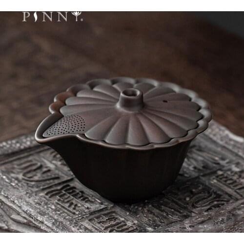 PINNY 150ML Purple Pottery Vintage Hand-held Pot Ceramic Kung Fu Tea Pot Japanese Retro Matte Tea Service