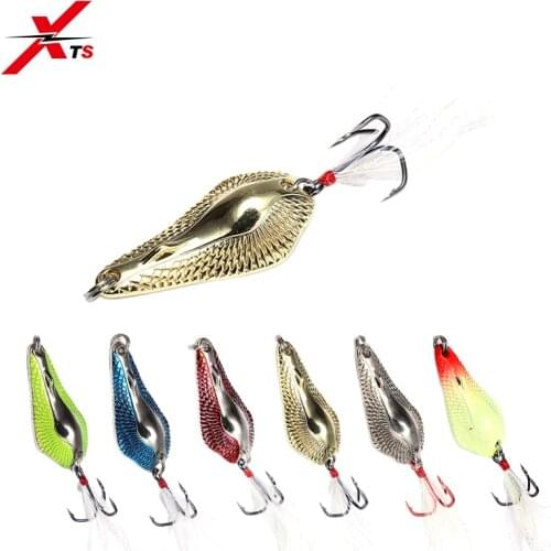 XTS Fishing Lure 33mm/37mm/42mm/48mm Artificial Metal Lure Sinking Double Hole Spoon Bait 6 Colors Bass Pike Fishing Tackle 3404