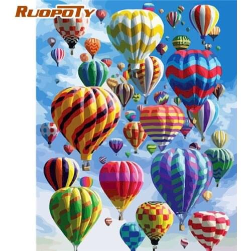 RUOPOTY Color Hot Air Balloon Landscape Painting By Numbers For Adults Children Unique Gift 60x75cm Framed Home Decor Oil Paints