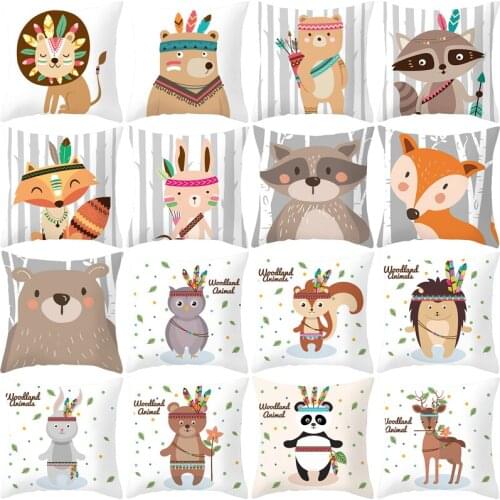 Cute Cartoon Fox Polyester Pillowcase Sofa Home Childrens room Ddecoration Fairy Tale Animal Pillowcase Pillowcase