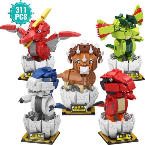 Technical Ideas Animal Series Building Blocks Jurassic Shaking Head Dinosaur Bricks Assembly Toys Birthday Gift For Children