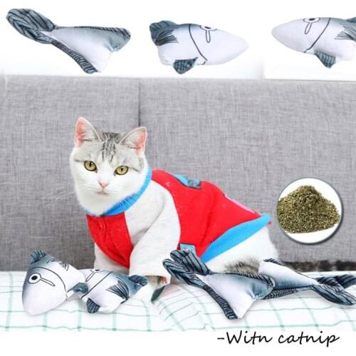 PP Cotton Pet Products Simulation Shark Fish Shape Cat Accessories for Kitten Plush Interactive Cat Chewing Play Biting Supplies