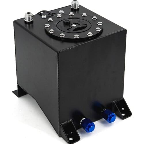 Universal SILVER OR BLACK COLOR Aluminium Surge tank mirror polish Fuel cell foam inside with sensor 2.5gallon 10L