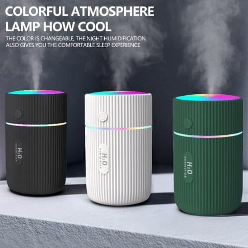 220ml Air Humidifier 5V 2W USB Mini Humidifier ABS Plastic LED Night Light Spraying Diffuser 2 Spraying Modes for Home Office