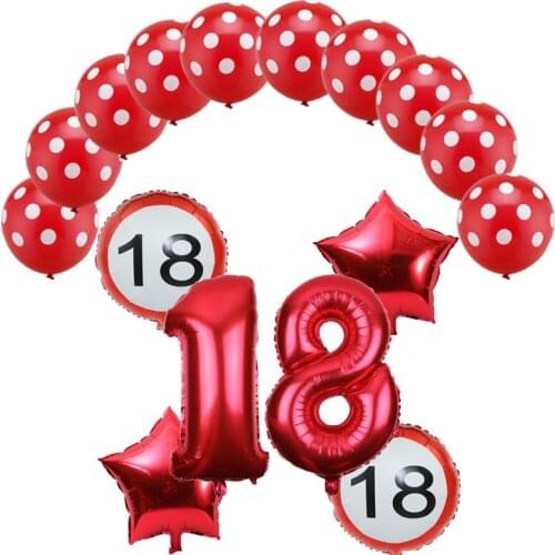 16pcs/set Anniversary birthday Foil Balloons star 32inch number and 2.8g Latex Balloon birthday party decorations adult Supplies
